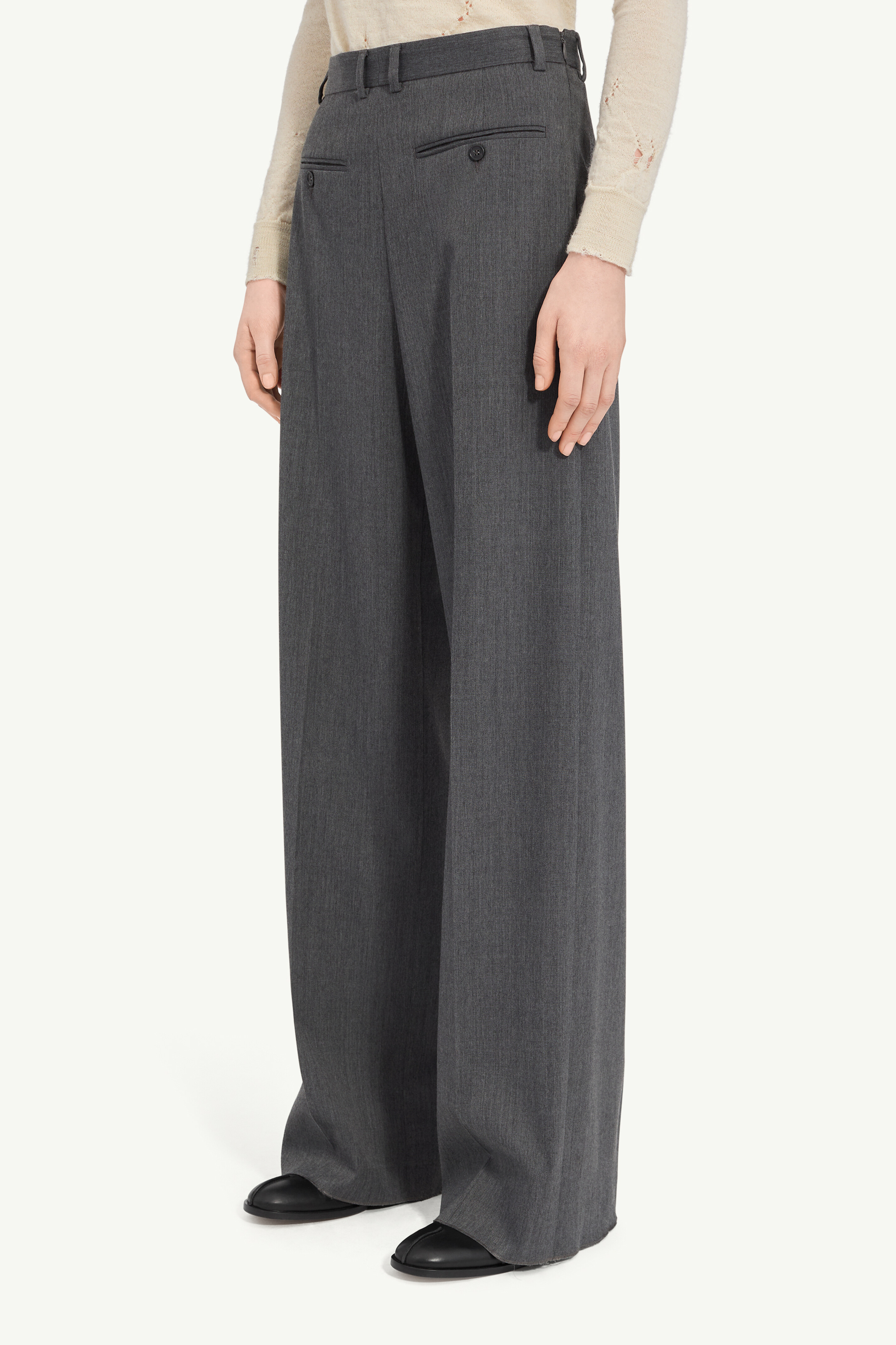 Pantalon en laine ample pour femme | MM6 Gris foncé