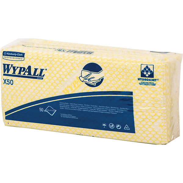 Lavettes non-tissées Wypall X80 Kimberly-Clark jaunes, lot de 25