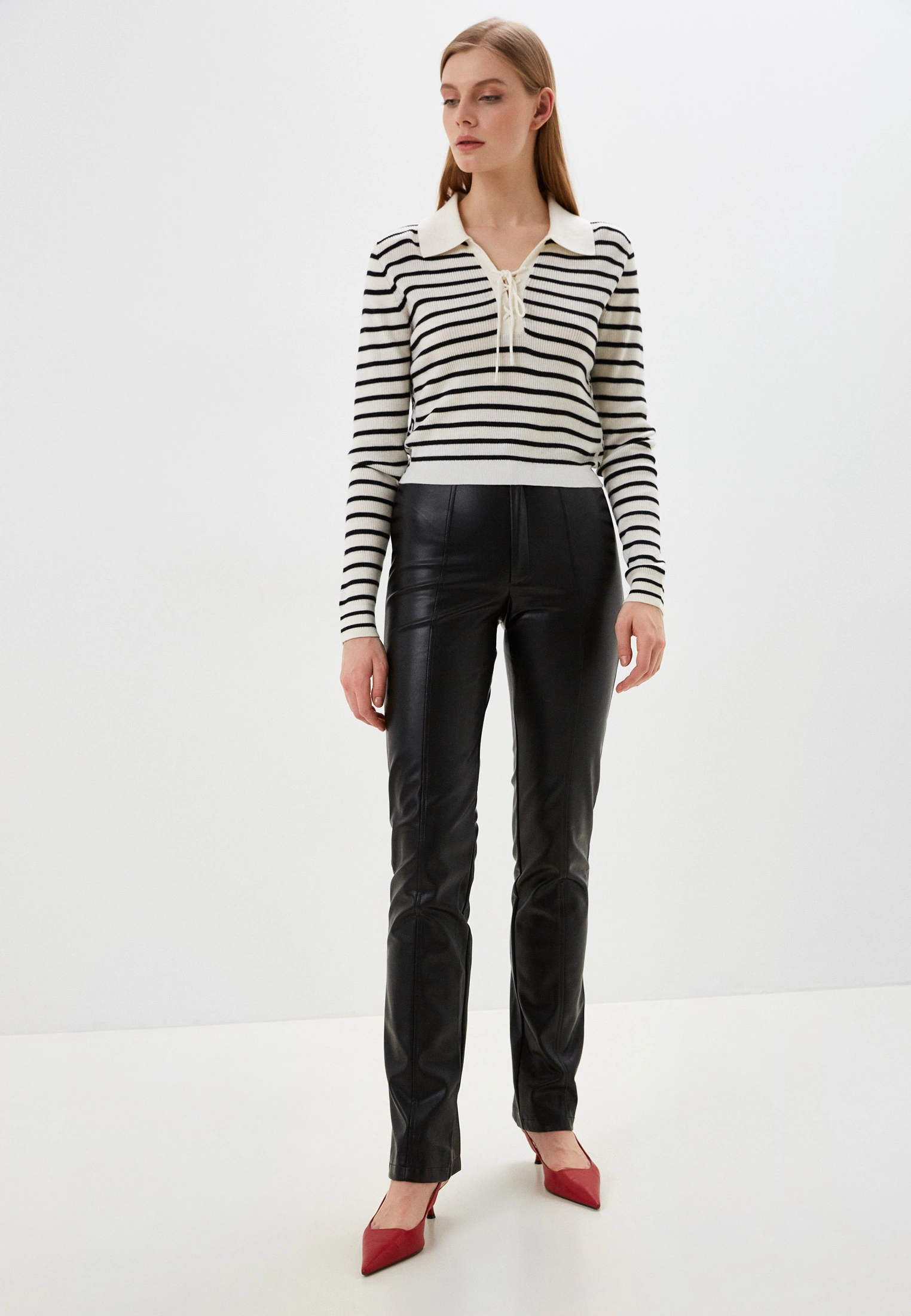 Couture Club Seam Detail Leren Broek Dames Zwart