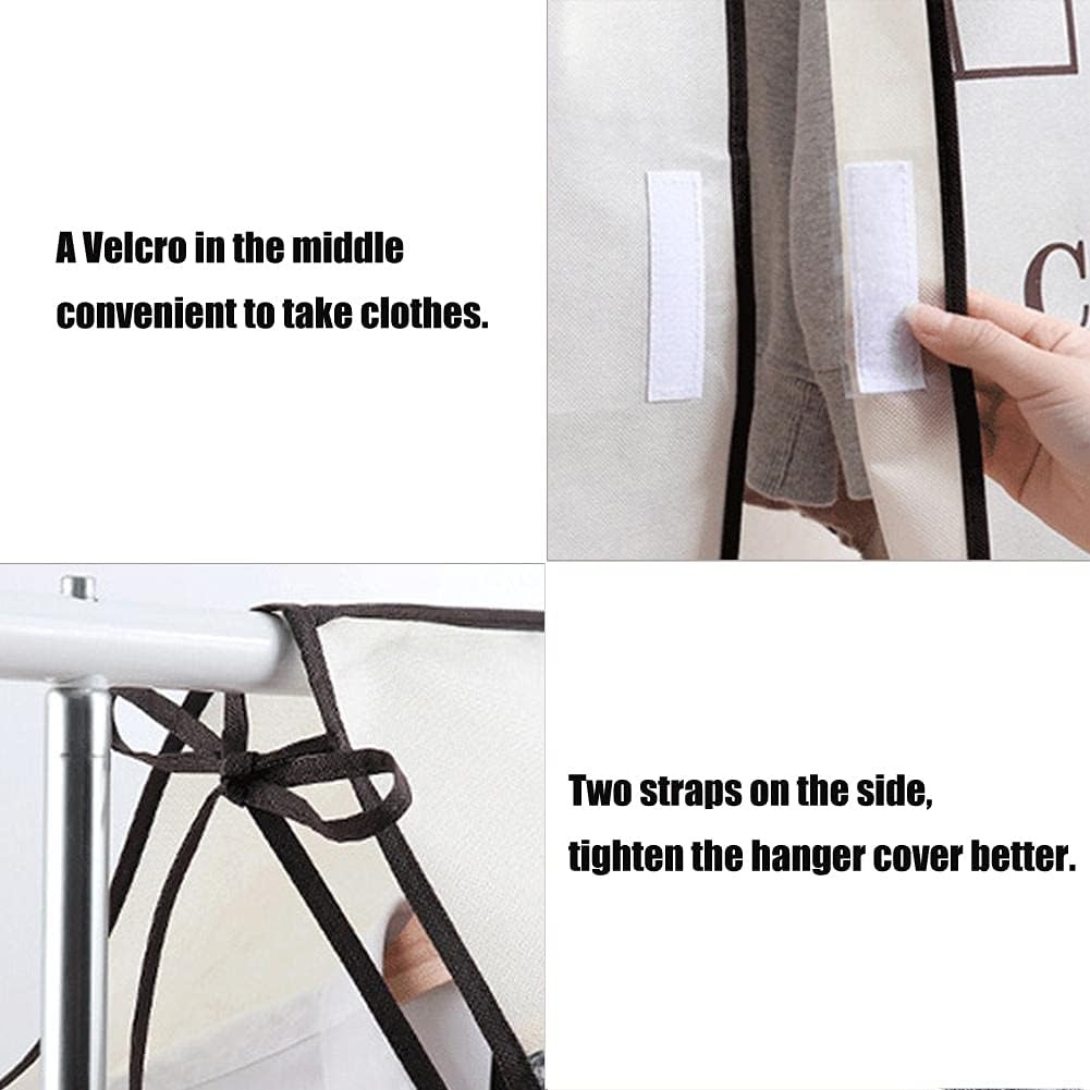 (88x218cm) Kleiderstangen Schutzabdeckung Kleiderhülle Staubschutz Kleiderständer Überzug mit Sichtfenster - Beige