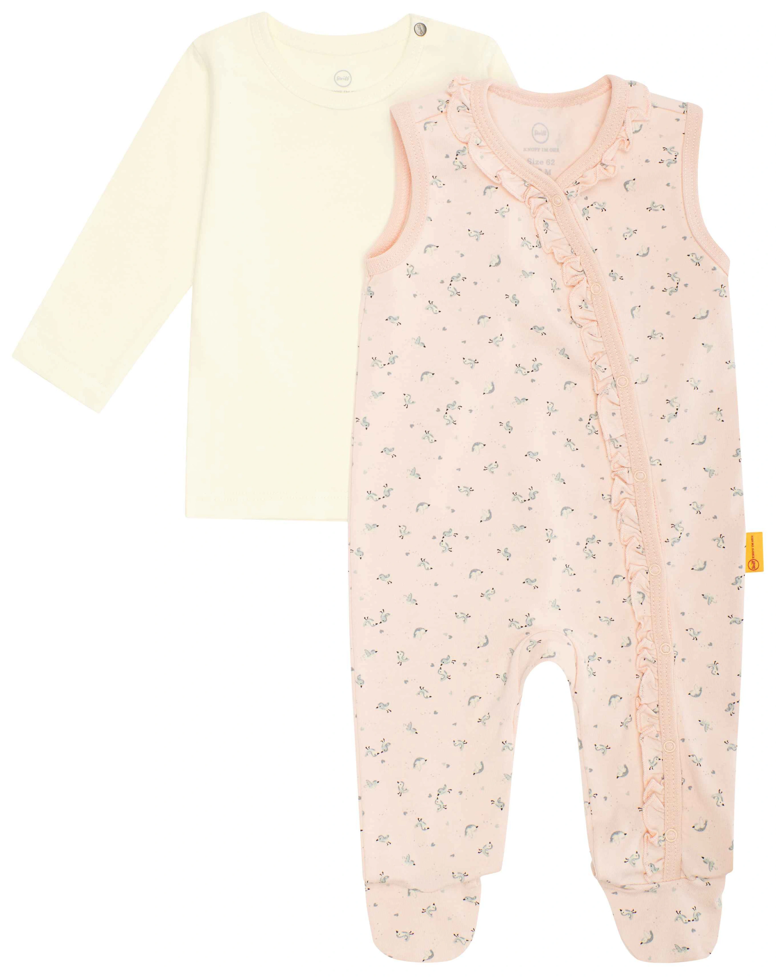 Strampler-Set BIRD'S TWITTERING FLOWER mit Langarmshirt in peachy keen