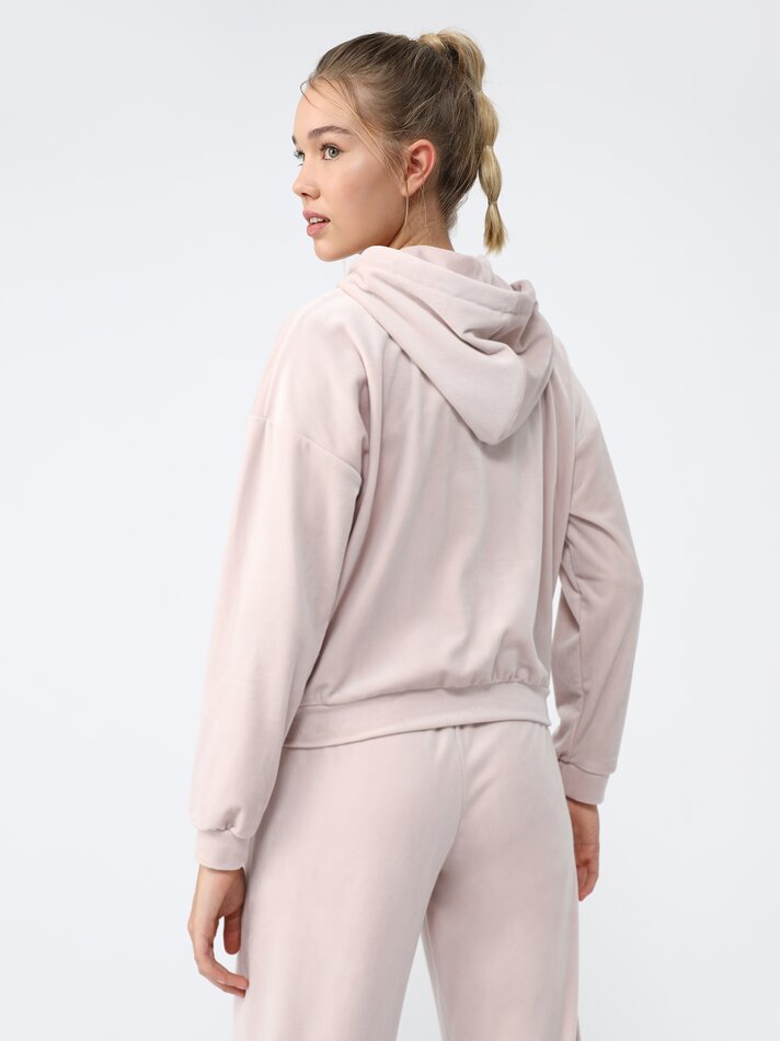 Jaqueta de veludo estilo moletom - Rosa claro