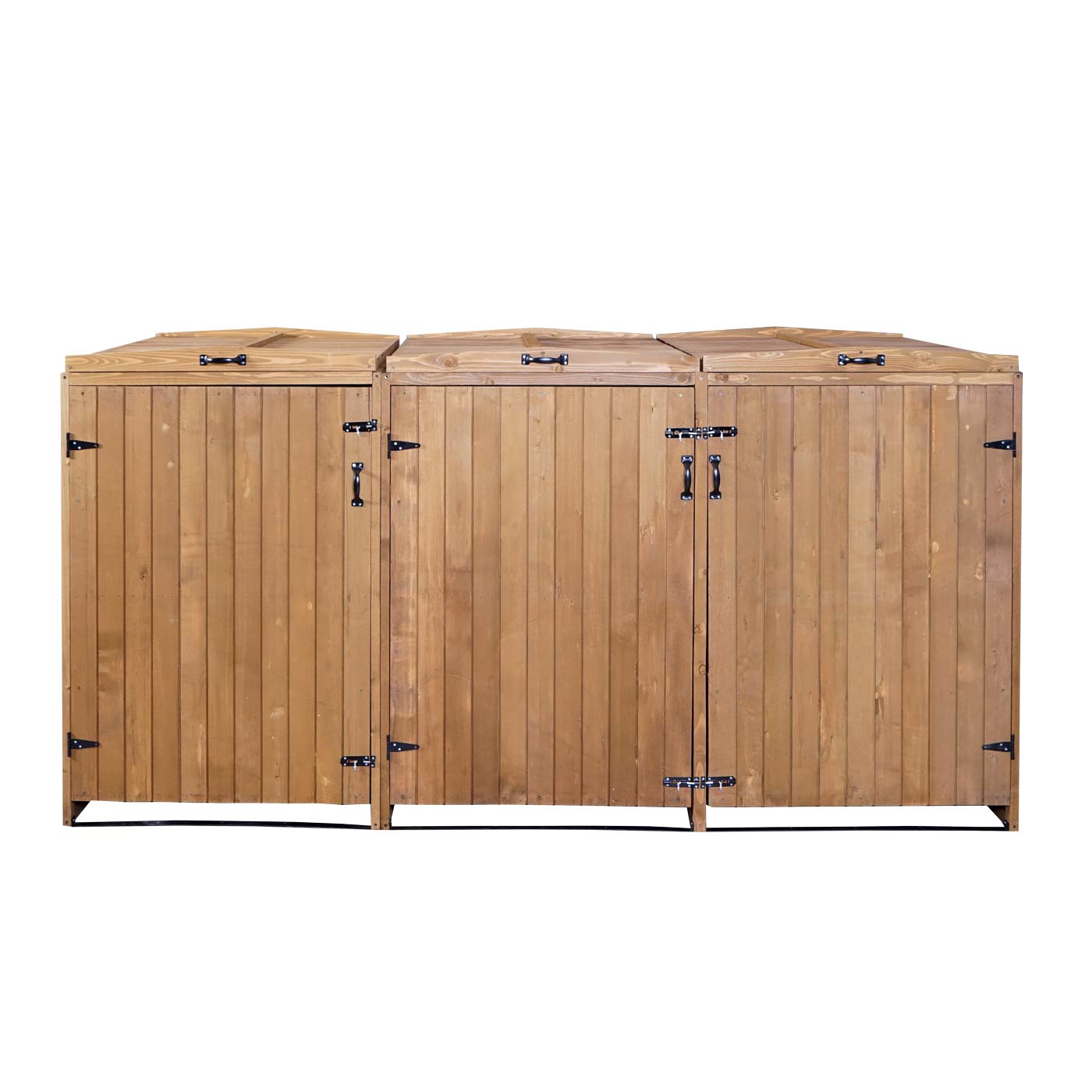 XL 3er-/6er-Mülltonnenverkleidung MCW-H74, Mülltonnenbox, erweiterbar 126x238x98cm Holz MVG ~ braun