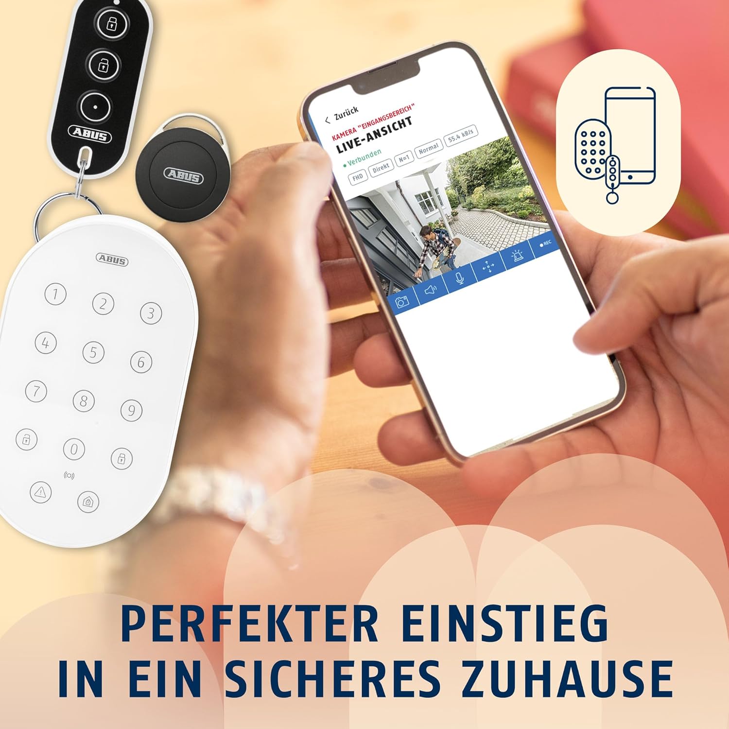 ABUS Funk-Alarmanlage Smartvest Pro - Starter-Set mit Zentrale, Öffnungsmelder, Sirene, Fernbedienung und kostenloser App - Alarmanlage für Haus und Wohnung - Einbruchschutz mit Alarm auf Handy