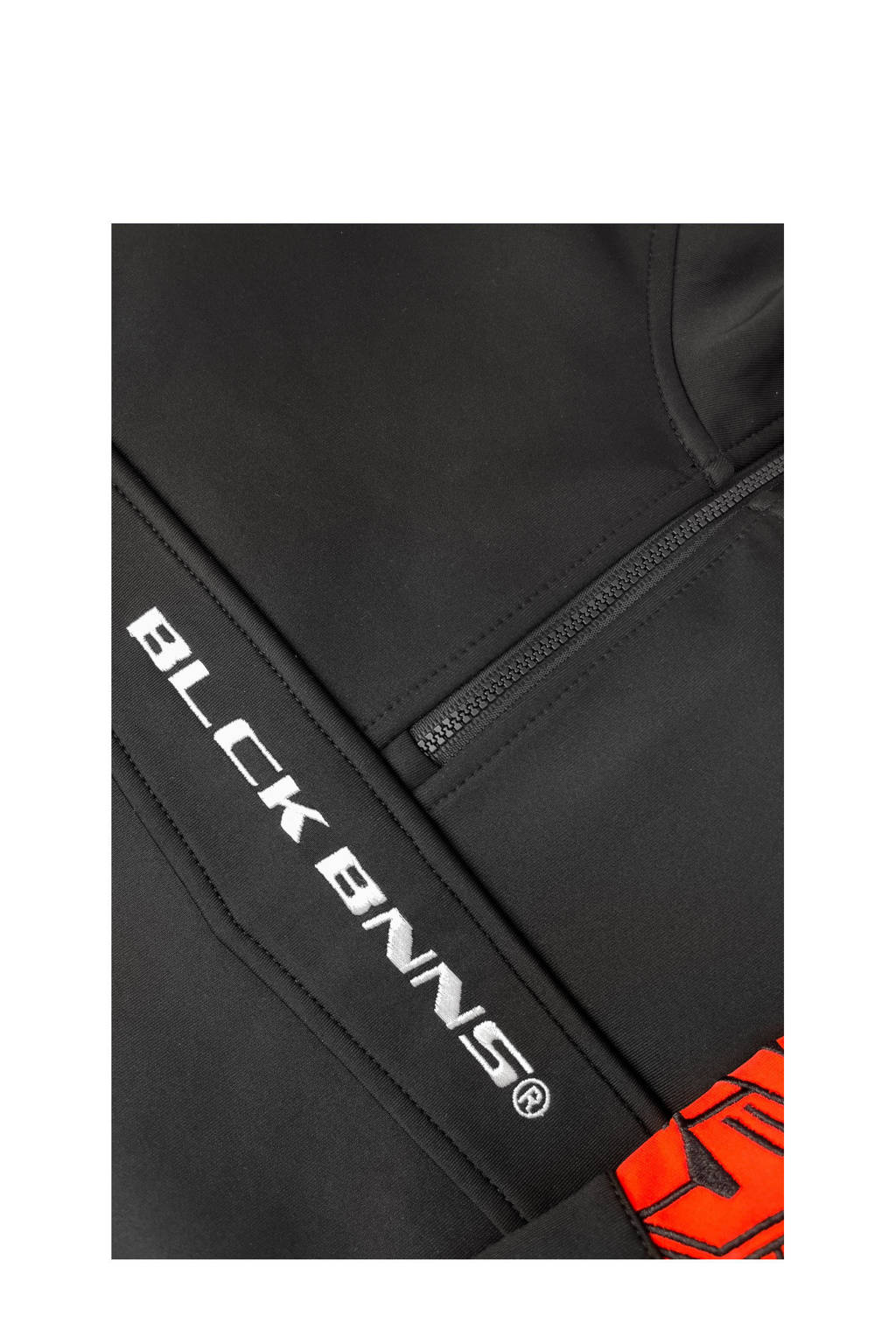 BLACK BANANAS sweater JR. COMMANDER TRACKTOP met contrastbies en borduursels zwart/rood