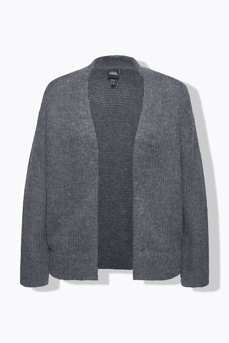 Strickjacke, kurz, Oversized, offene Jacke, Wollanteil