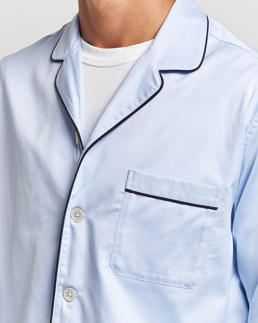 Tekla Sateen Pyjama Shirt Bellhop Blue
