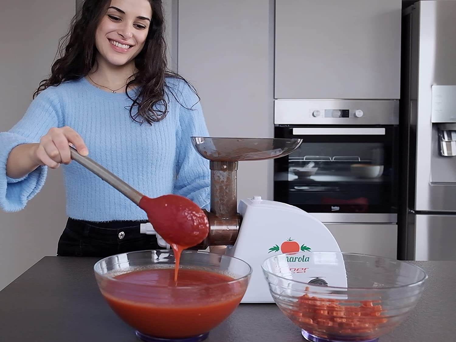 Beper BP.720 elektrische Tomaten Saftpresse Tomatenpresse Entsafter Tomatensauce Vitaminschonend