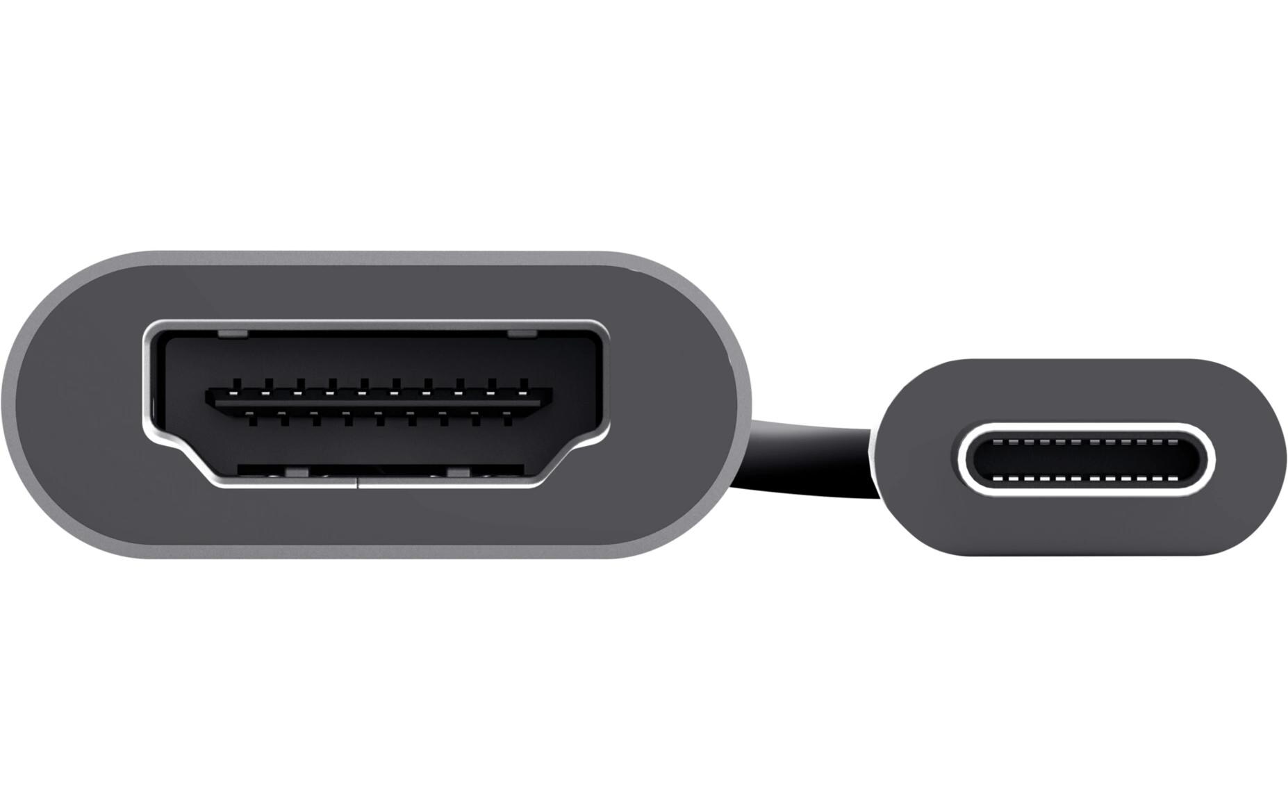 Adapter USB-C-auf-HDMI USB Type-C - HDMI, SilberUSB-C-auf-HDMI-Adapter mit Unterstützung für Ultra HD 4K Video und Mehrkanal-Audio