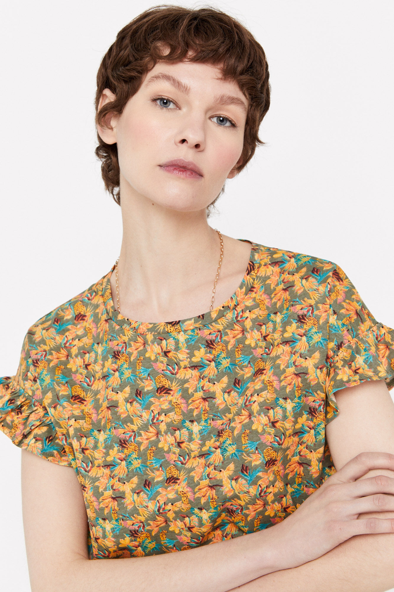 Camiseta com babados - Estampa verde