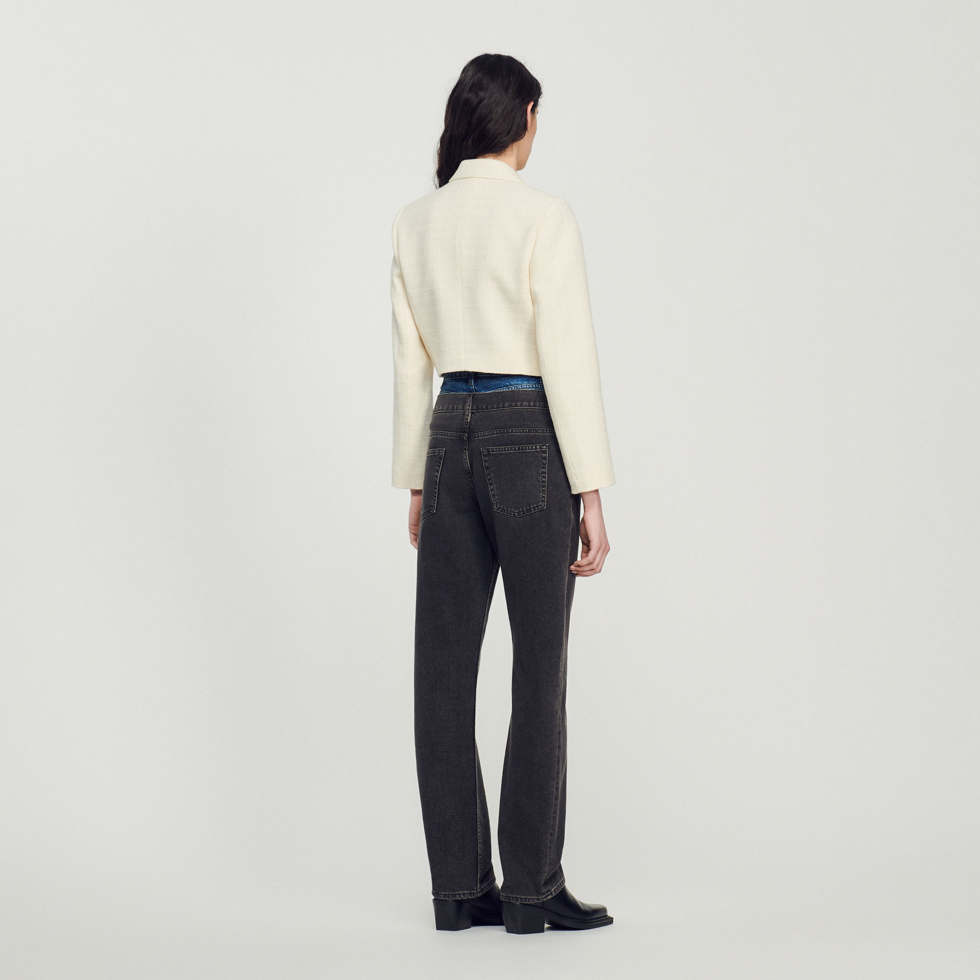 Veste courte boutonnee en tweed