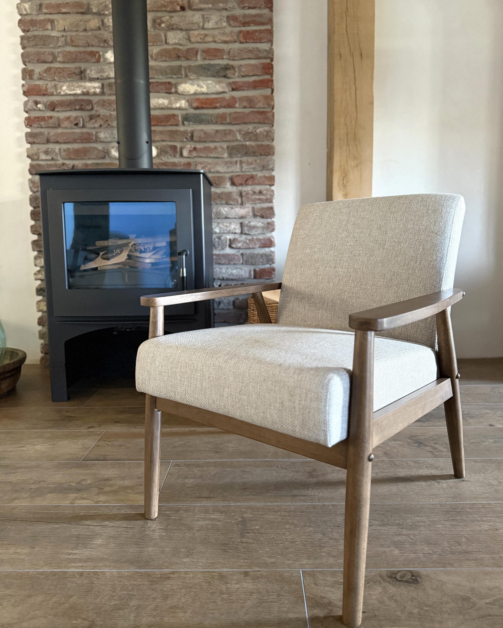 Fauteuil ESRUM Stof Donkerbruin/grijs