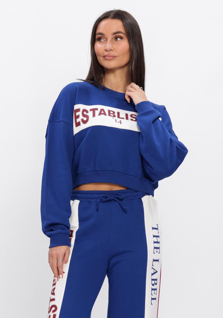 blauwe alix the label sweater ladies knitted logo tape sweater