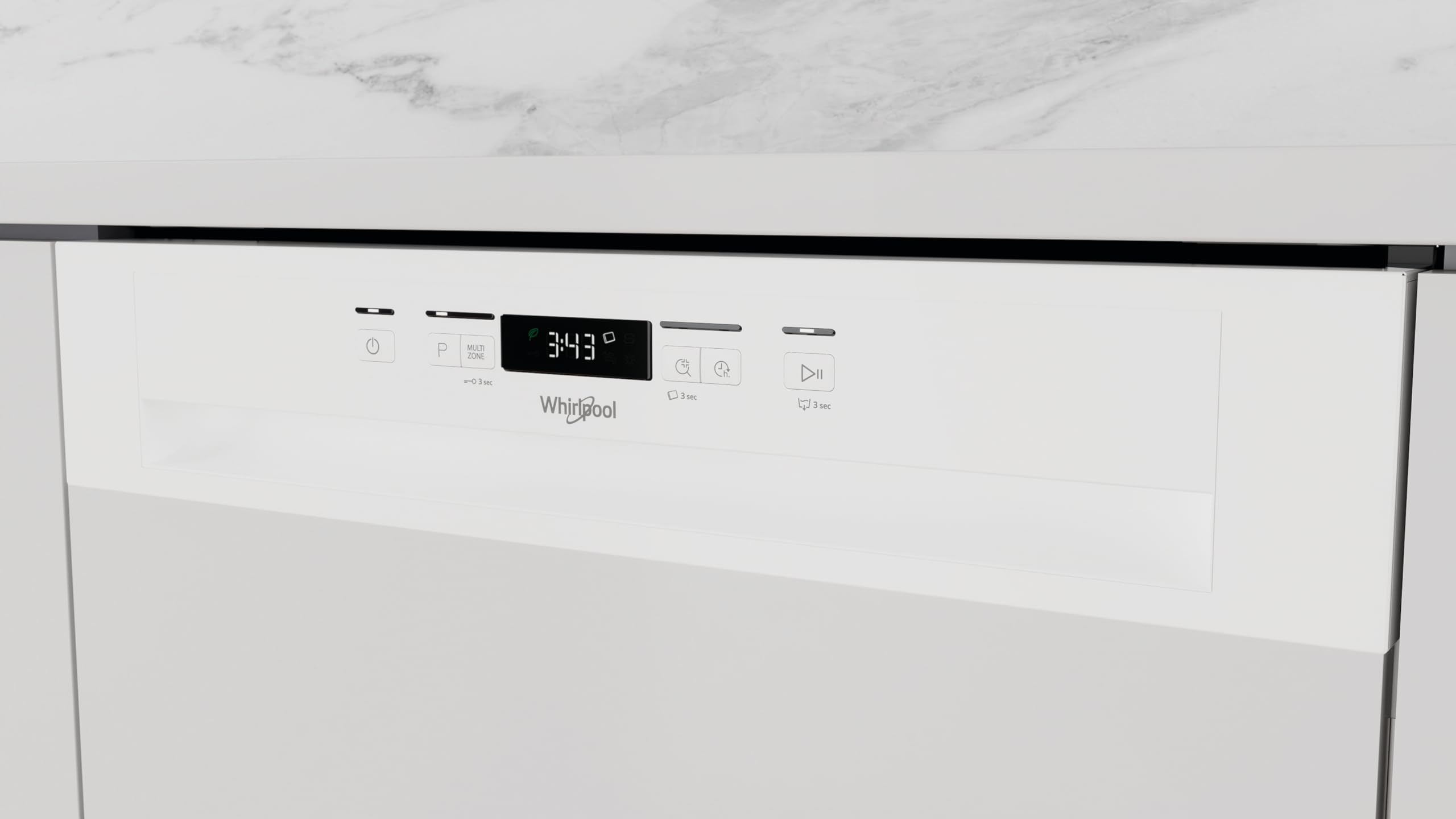 Lave vaisselle encastrable 60 cm Whirlpool WBC3C26 - Lave vaisselle integrable Bandeau blanc - Classe énergétique A++ / Affichage temps restant - Dépa