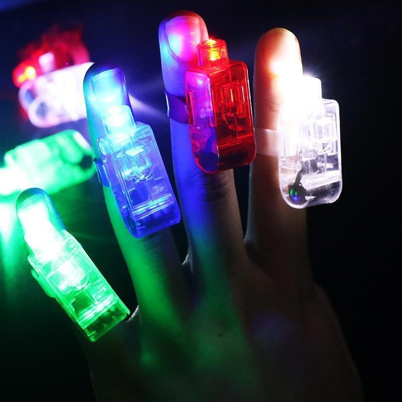 (4er Set) Leuchtende LED Finger Lichter Silvester / Party / Disco / Fasnacht (inkl. Batterie LR41)- Bunt