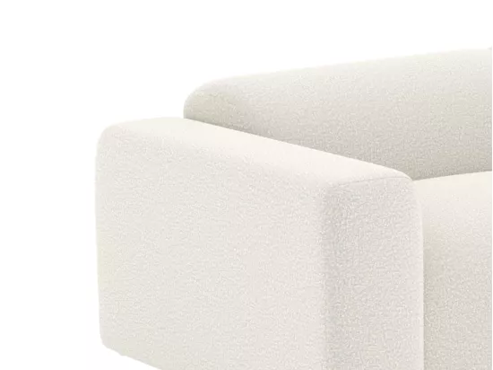 Canapé 3 places et pouf en tissu bouclette blanc POGNI de Maison Céphy