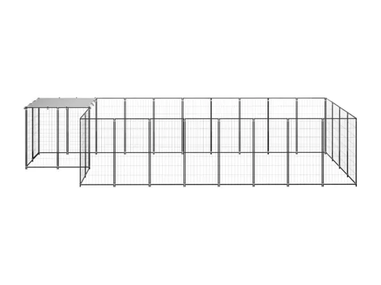 Chenil extérieur cage enclos noire 550 x 220 x 110 cm 02_0000486