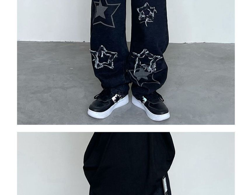 GRAYCIOUS - Hoge taille sterrenprint losse jeans