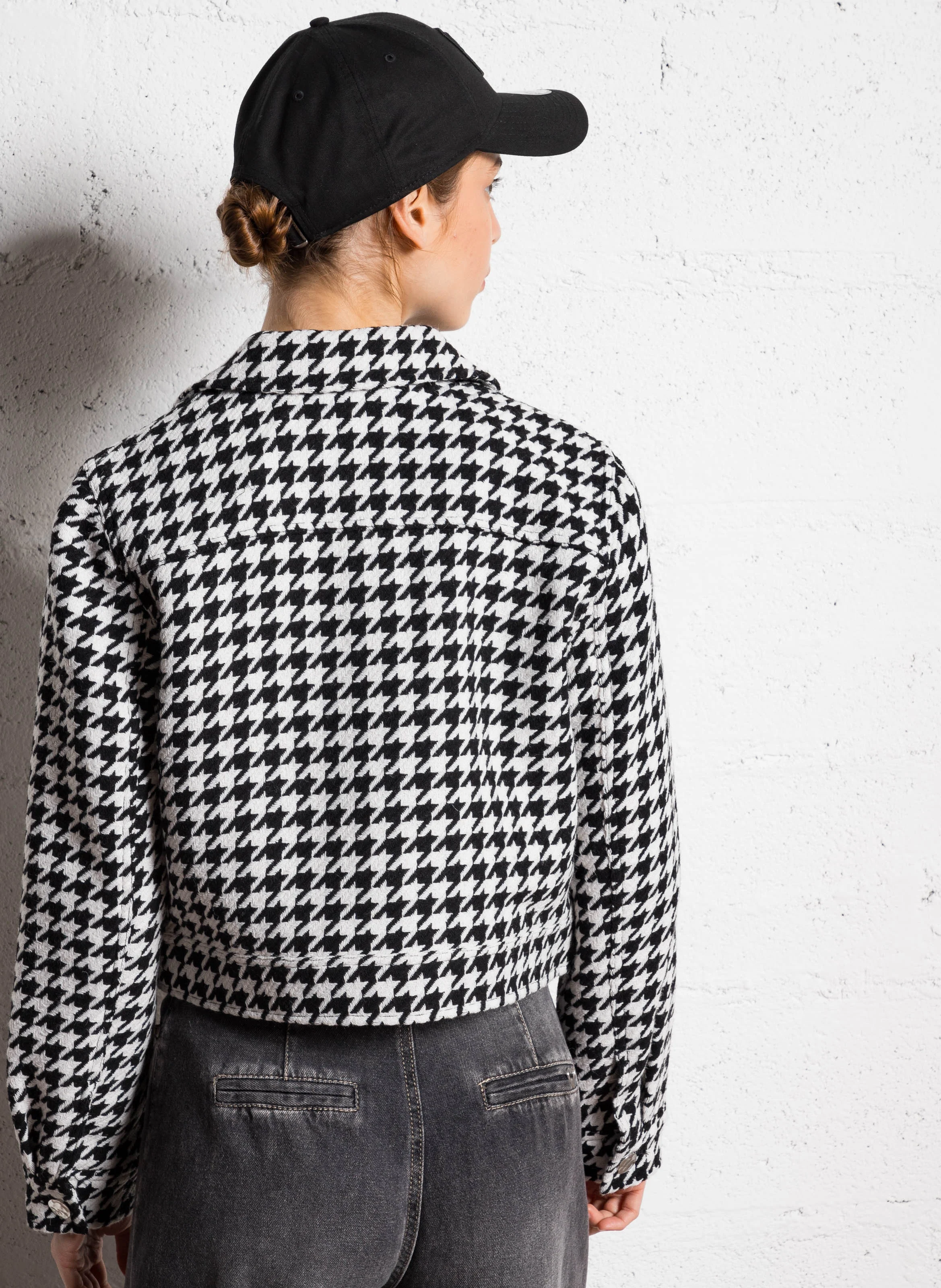 BROOK - Veste droite en laine mélangée imprimée | Gris