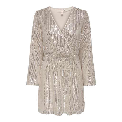 ONLY Goldie Pailletkjole, Ecru, L