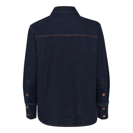 My Essential Wardrobe LaraMW Skjorte, Dark Blue Un-Wash, 38