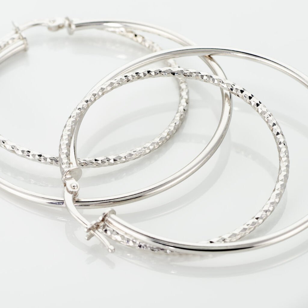 Créoles Argent Blanc Marjorie