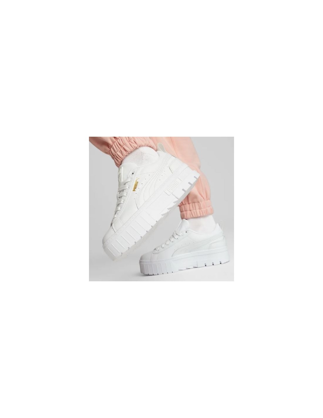 puma sneakers compensées femme mayze classic cuir blanc