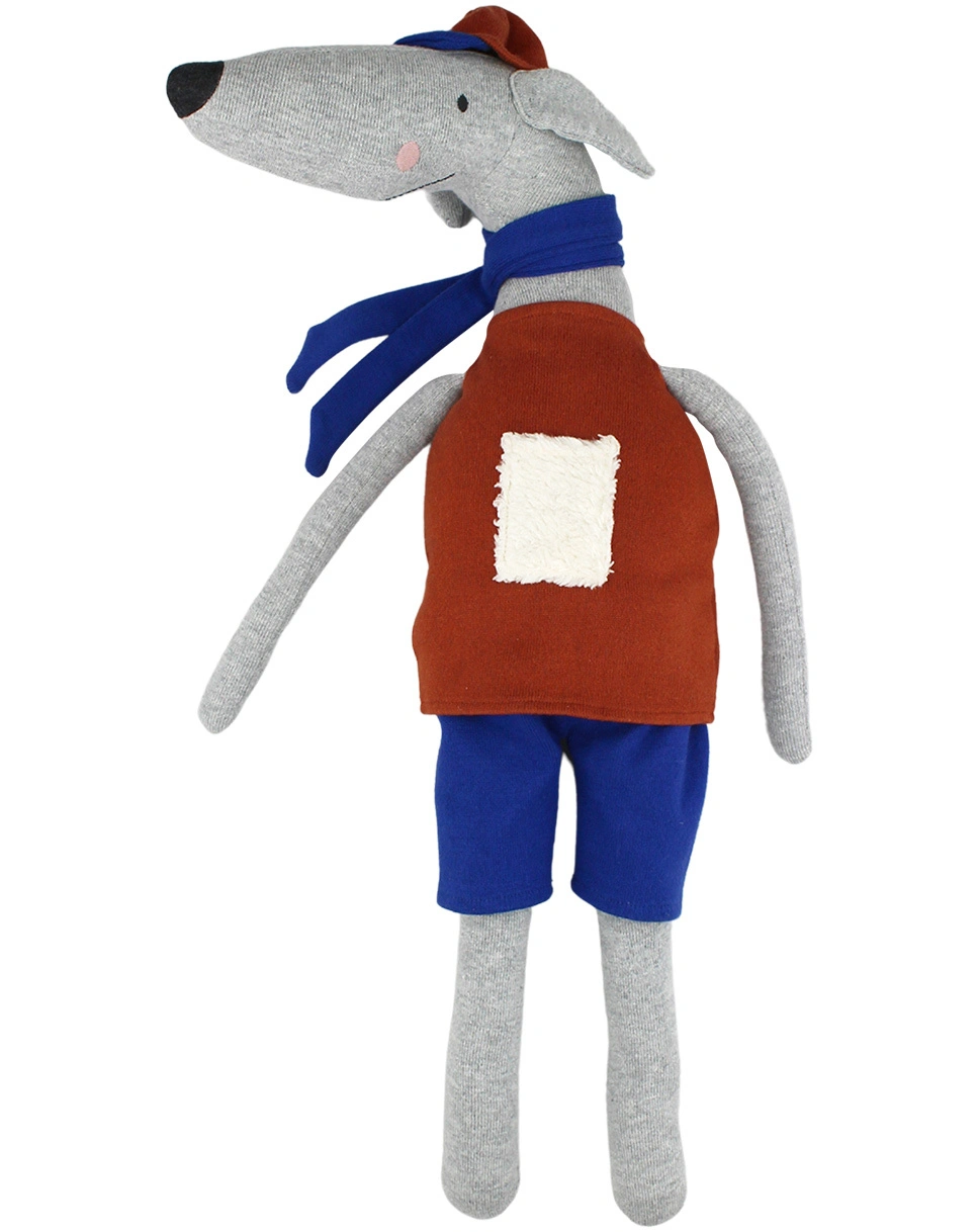 Kuscheltier HUND COSMO (60cm) in grau/blau