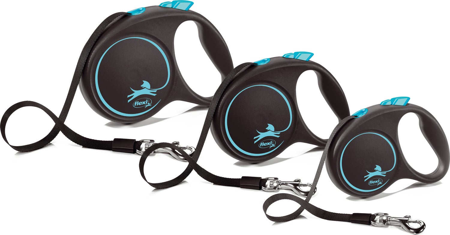 Flexi hondenriem rollijn Black Design tape L blauw 5 m