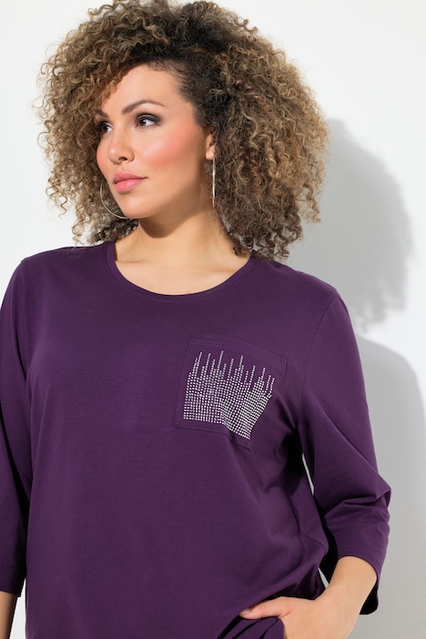 Shirt, Zierstein-Brusttasche, Rundhals, 3/4-Arm