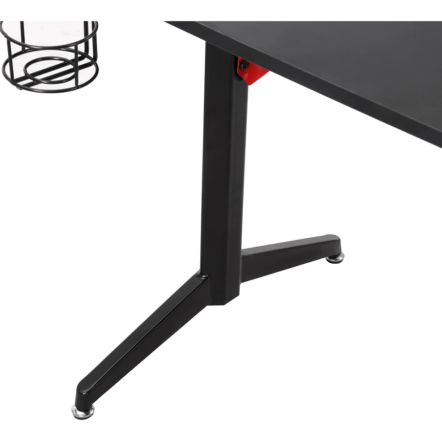 HOMCOM Schreibtisch L-förmiger Eckschreibtisch, Kabelmanagement-Löcher, Racing-Stil Schwarz, Rot