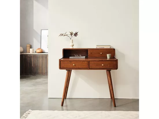 Bureau en mindi massif finition noyer