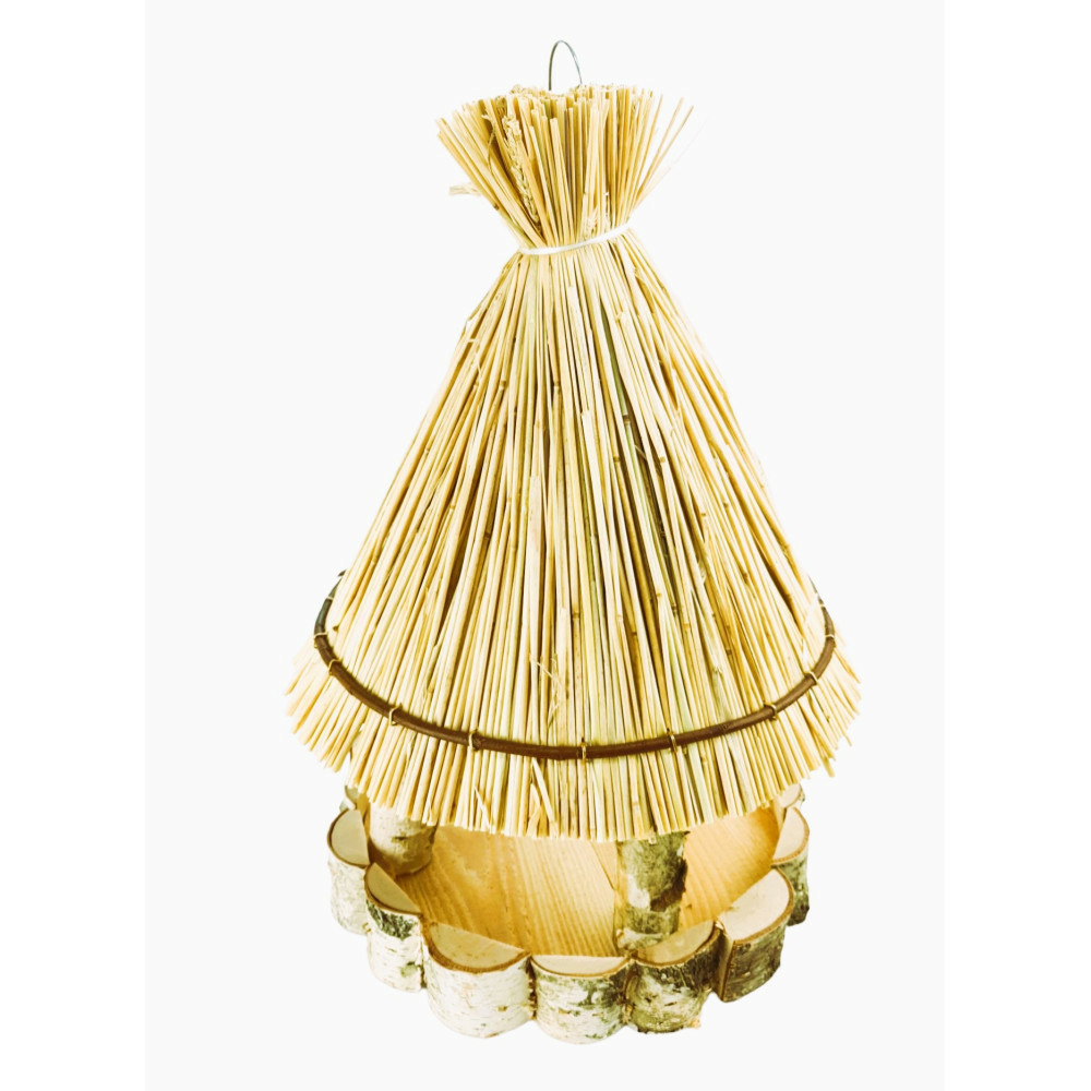 Mangeoire paillote ronde ø31 cm hauteur 47 cm, pour oiseaux