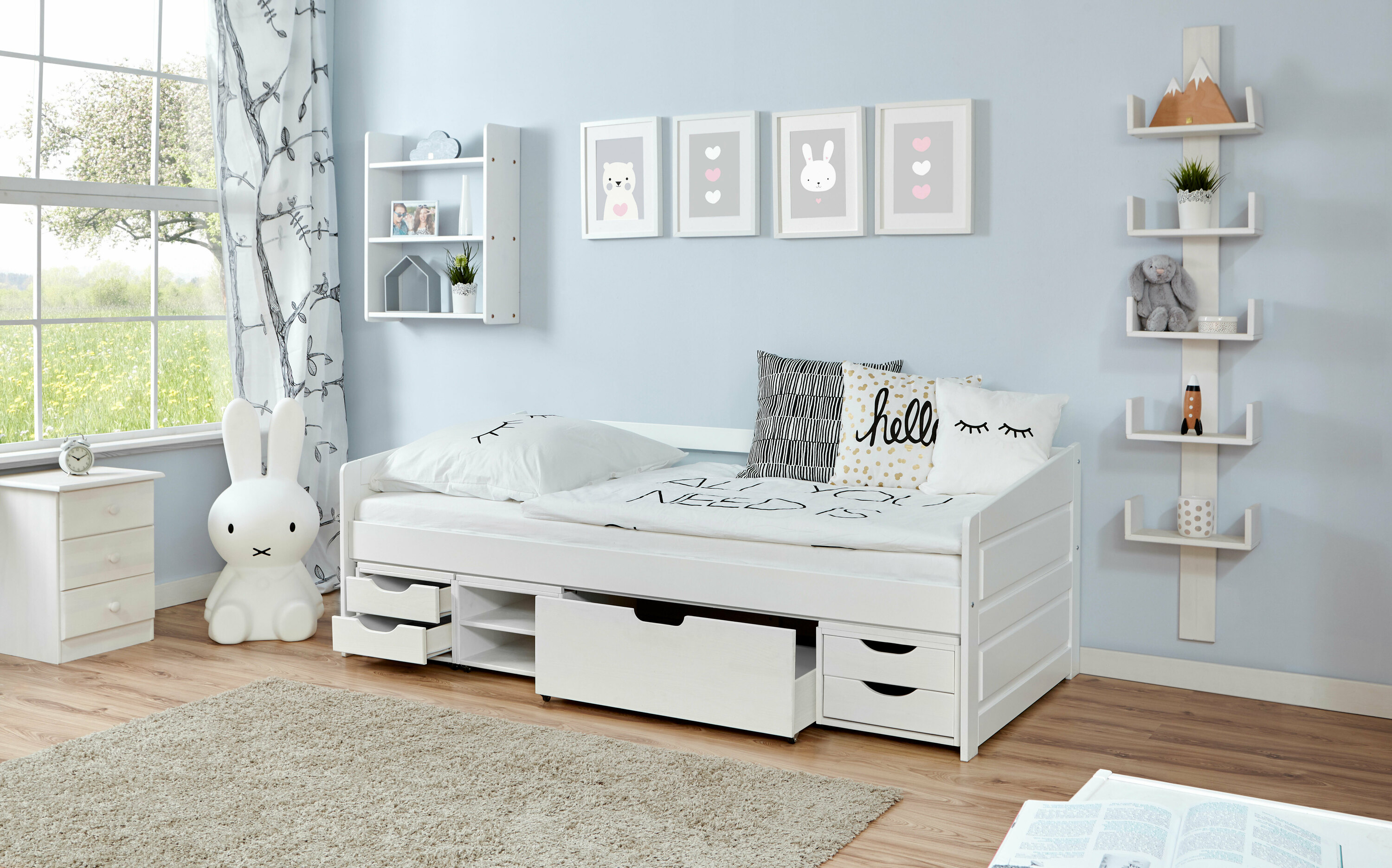 TiCAA Sofabett Micki 90x200 Buche Weiß
