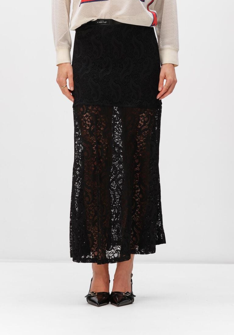 zwarte haute l'amitié maxirok summer lace skirt