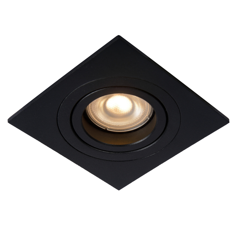 Lucide Tube 1 spot inbouw vierkant zwart