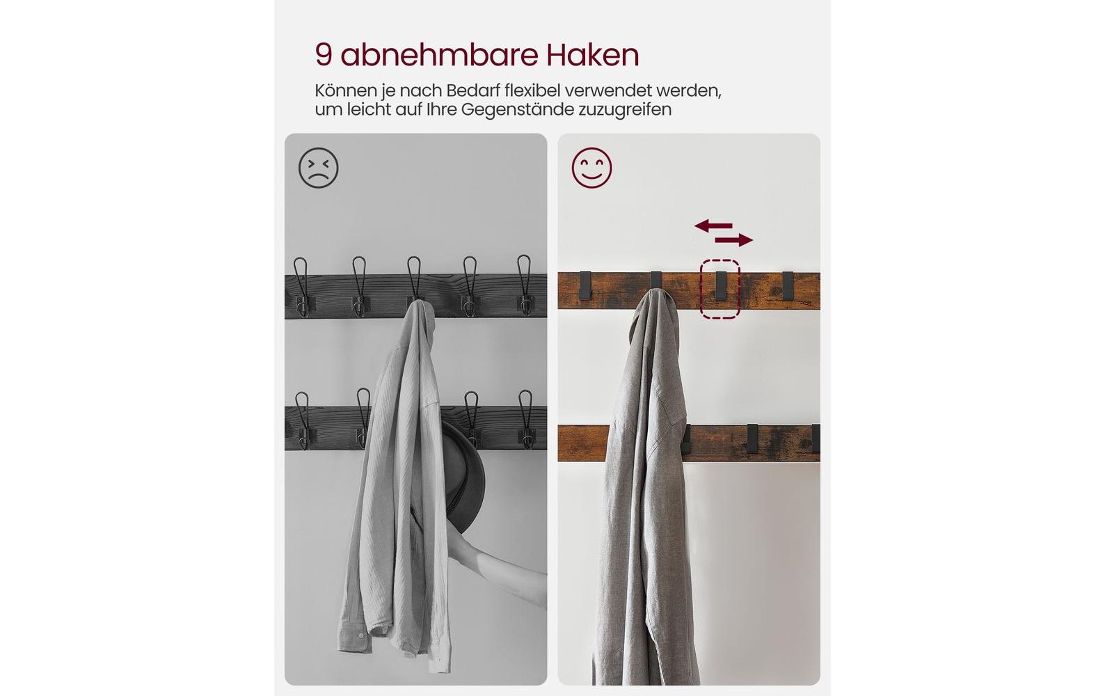 Wandgarderobe 84 cm x 183 cm, Braun/SchwarzGarderobe mit Schuhregal