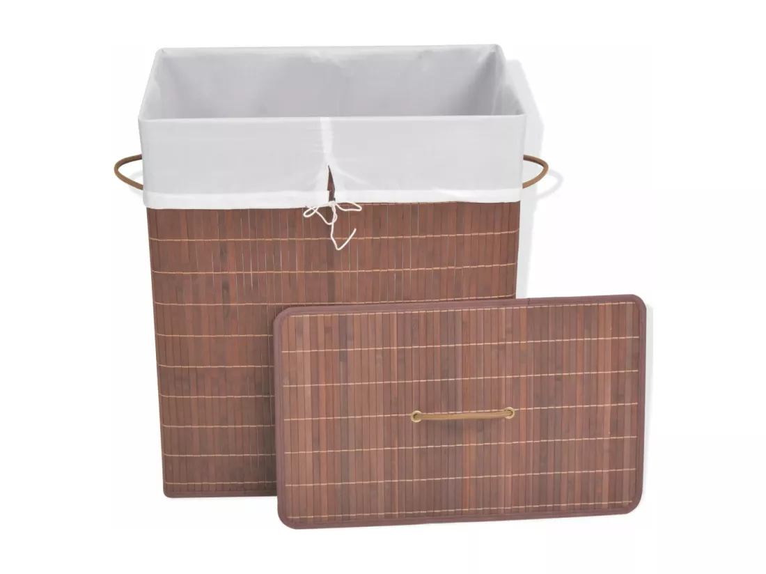 Panier à linge rectangulaire Bambou Marron