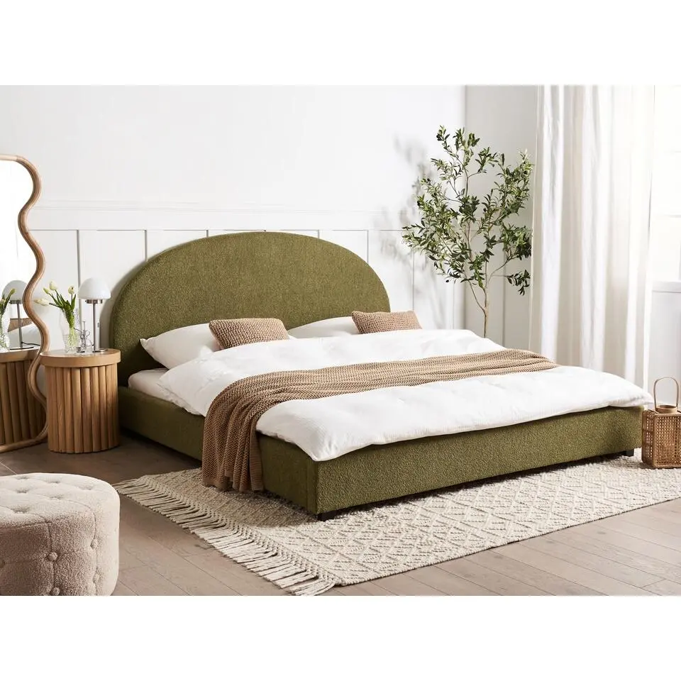VAUCLUSE - Tweepersoonsbed - Olijfgroen - 180 x 200 cm - Bouclé
