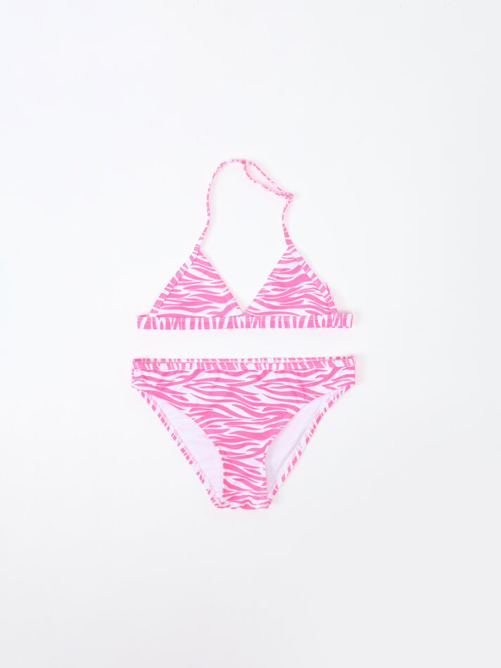 Conjunto de biquíni estampado de duas peças - Fúcsia fluorescente