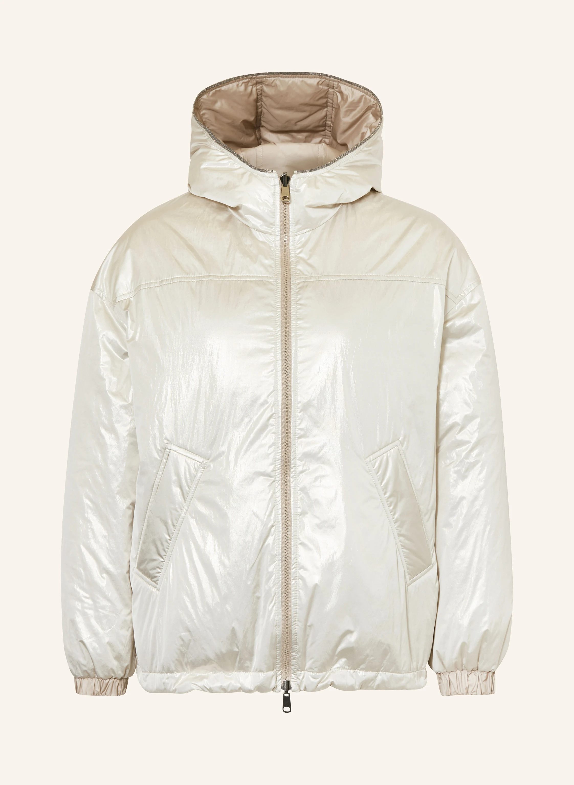 BRUNELLO CUCINELLI Daunenjacke zum Wenden mit Glitzergarn und Schmucksteinen