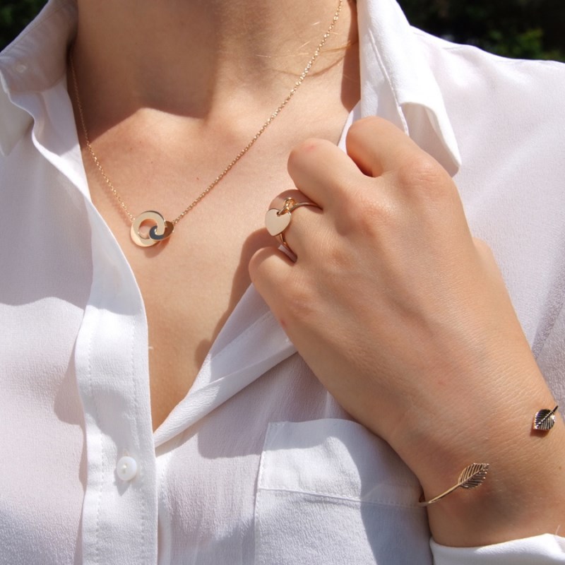 Collier anneaux entrelacés plaqué or 18 K