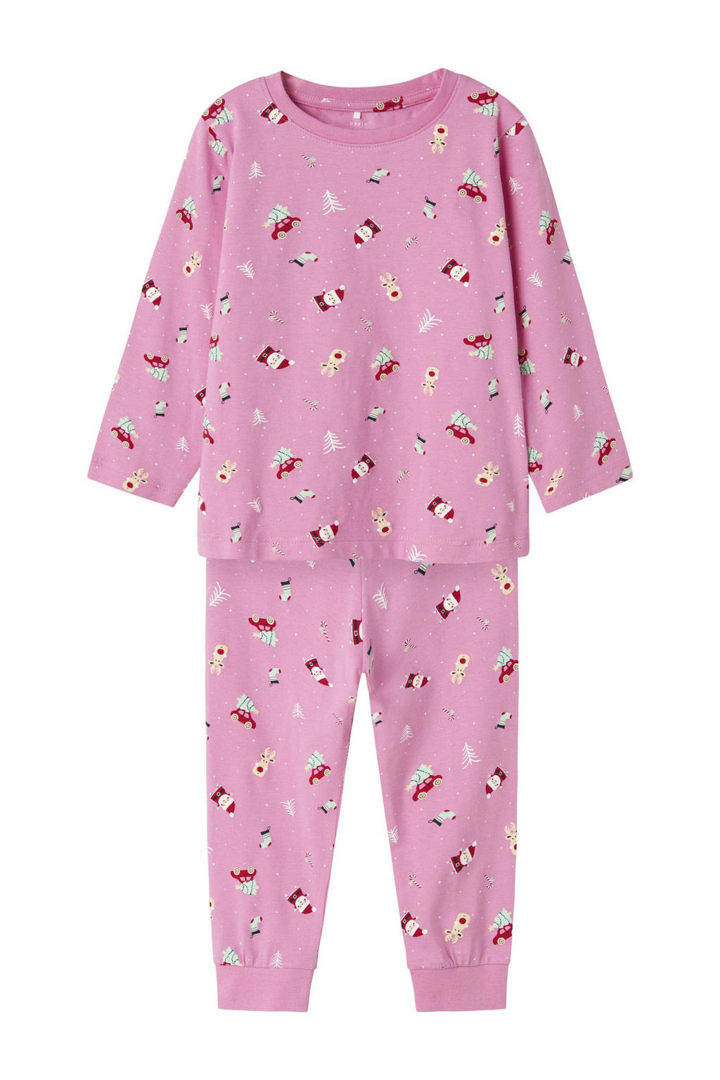 NAME IT kerstpyjama NMNVISMAS met all over print roze