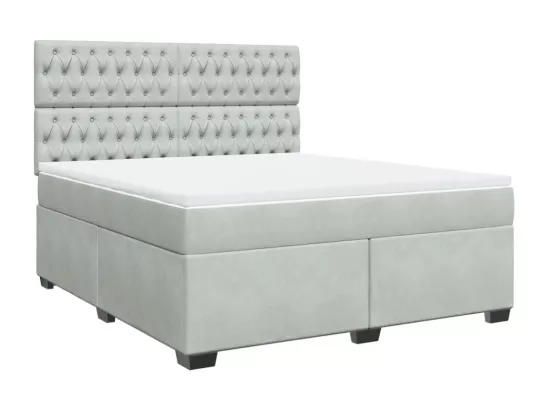 Sommier à lattes de lit et matelas Gris clair 180x200cm Velours
