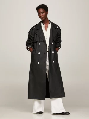 Trench coat oversized de abotoamento duplo