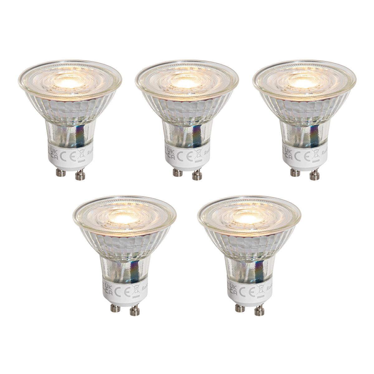 Set van 5 GU10 50mm LED lampen helder 1W 80 lm 2200K
