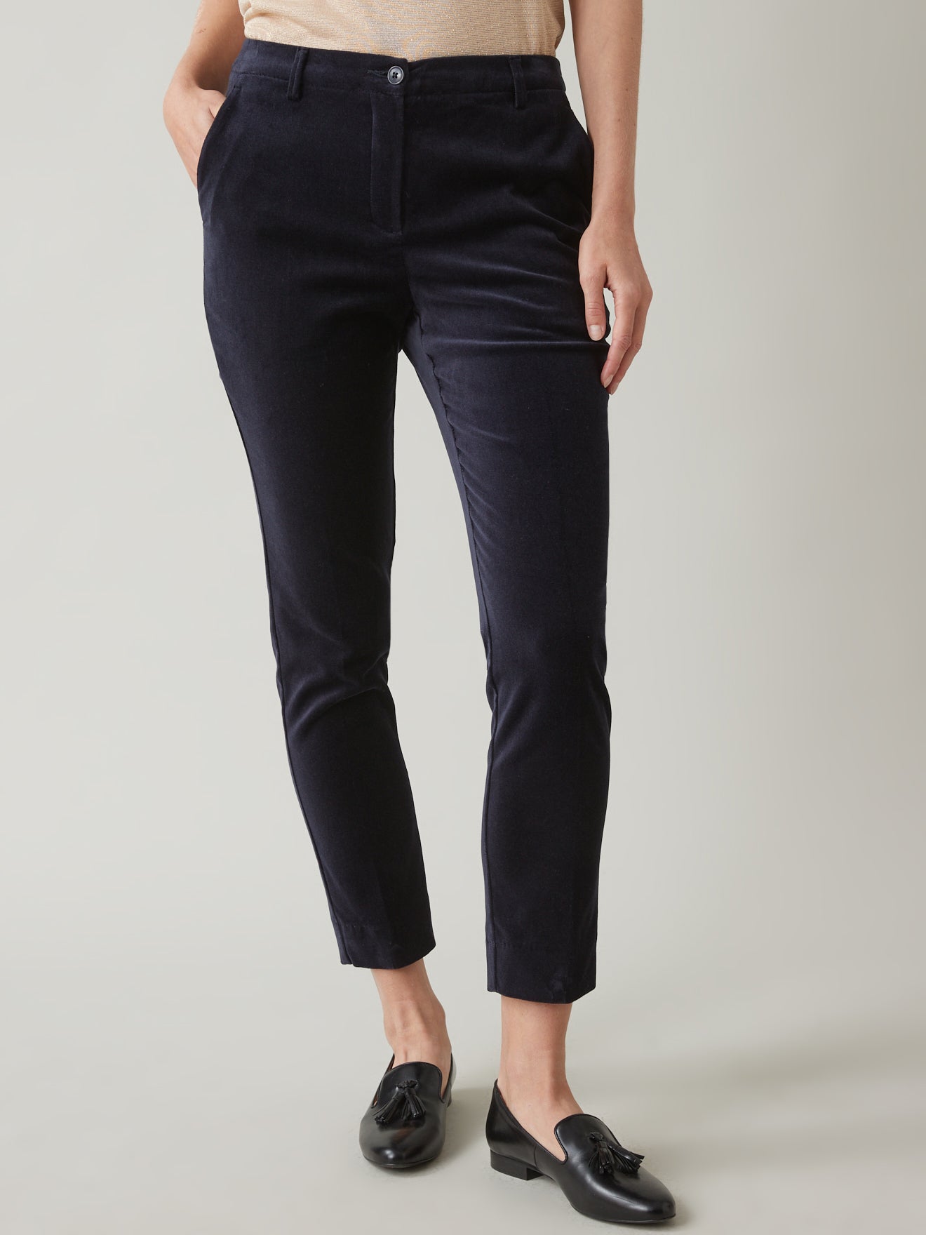 Pantalon cigarette velours uni femme Alice