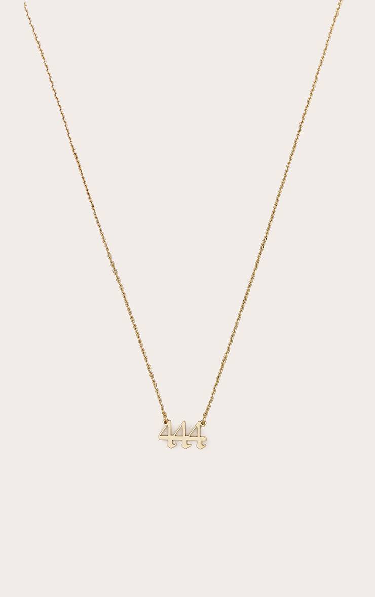 444 Collier Numéro D'ange Plaqué Or Véritable