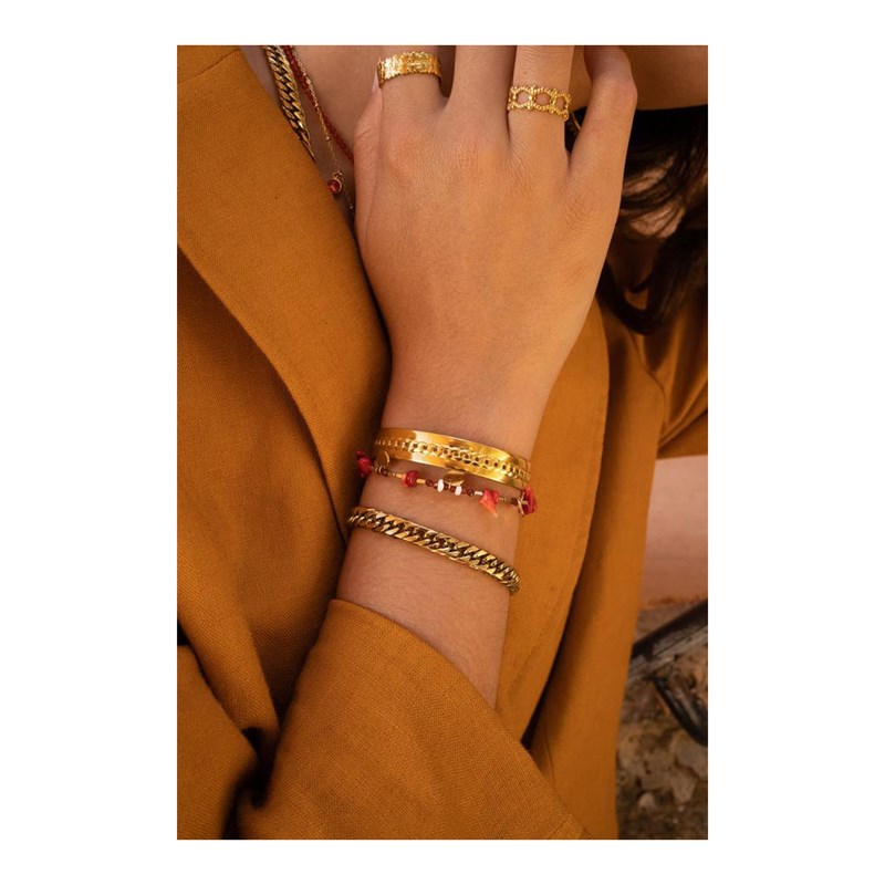 Bracelet rigide en acier doré ajustable
