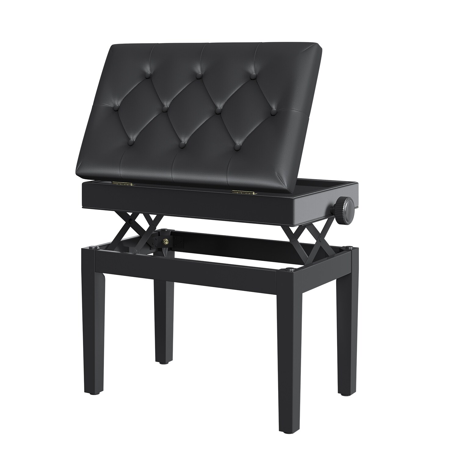 HOMCOM Klavierhocker höhenverstellbar schwarz 64 x 34 x (45 - 55) cm (LxBxH)